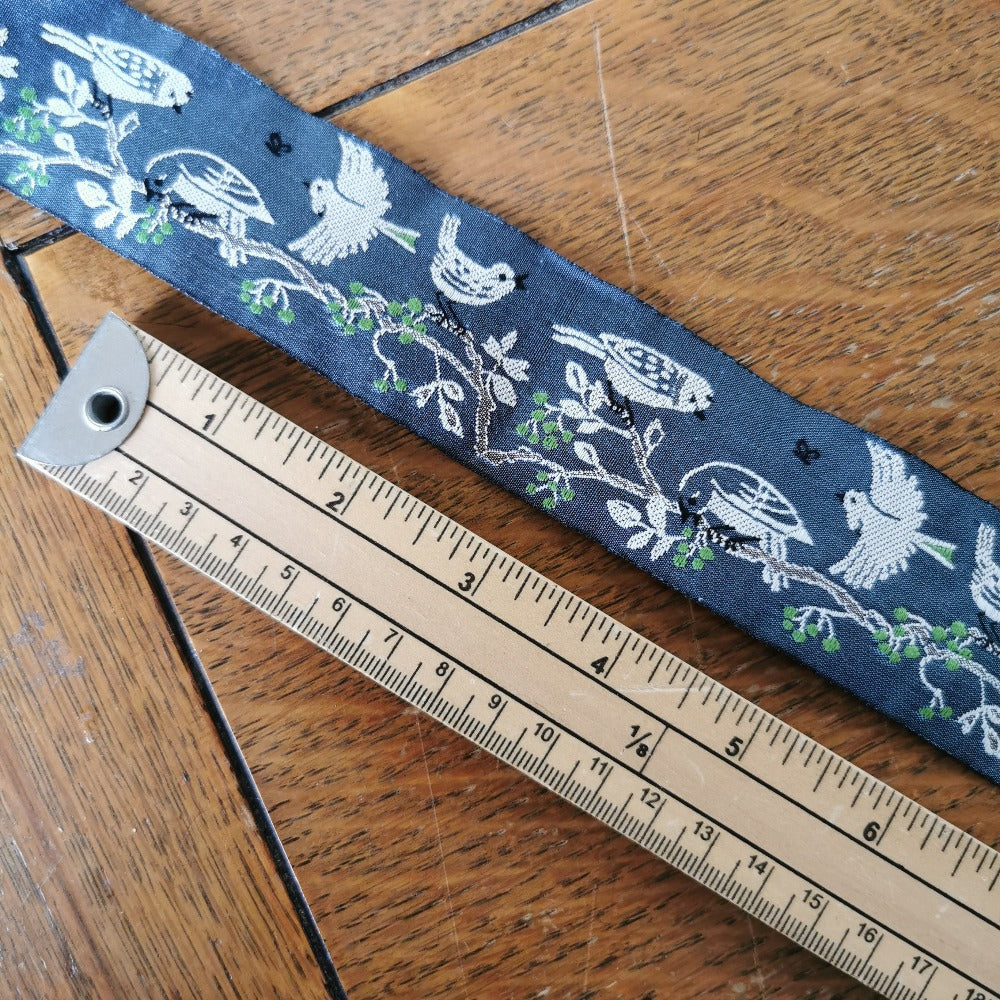 Kafka Bird on Branch Ribbon 40mm wide - per 50cm length