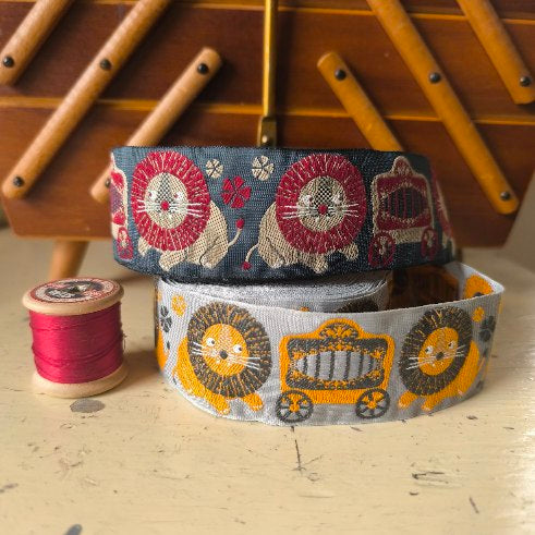 Kafka Circus Lions Ribbon 40mm wide - per 50cm length