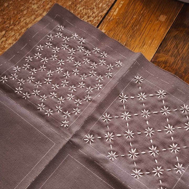 Cosmo Hidamari Sashiko Pair of Coasters Kit - Taupe (brown/grey)