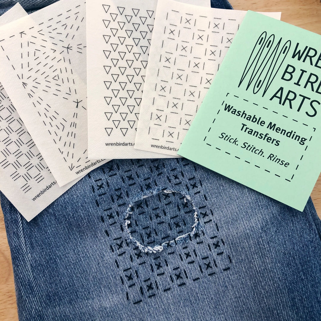 Wren Bird Arts Wash Away Mending Transfers - Mint Green Package
