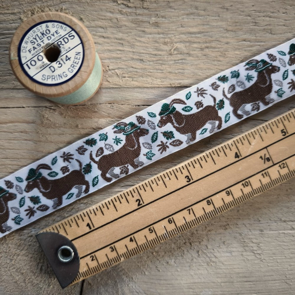 Kafka Dachshund Ribbon 30mm wide - per 50cm length