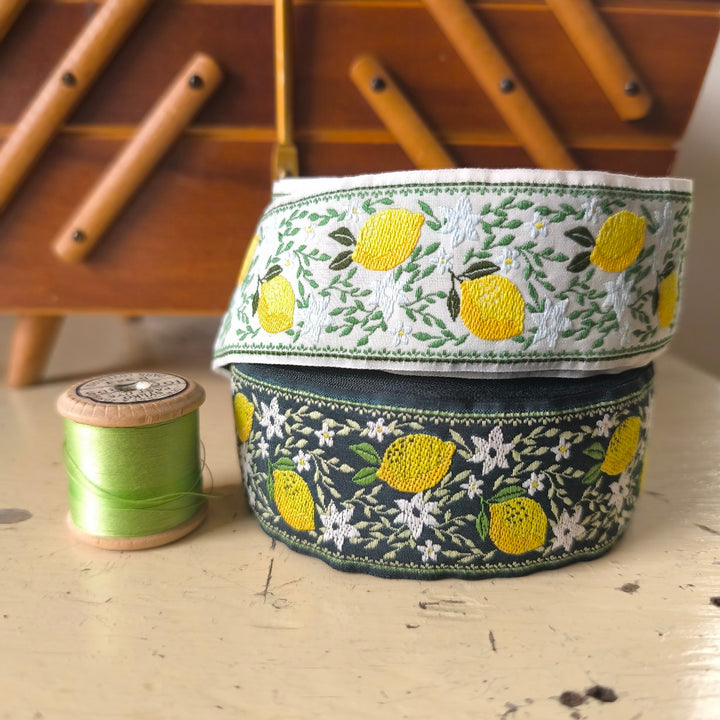 Kafka Lemons Ribbon 40mm wide - per 50cm length