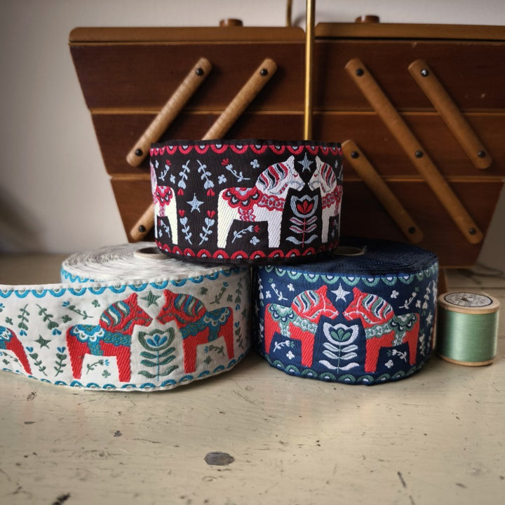 Kafka Dala Horse Ribbon 60mm wide - per 50cm length