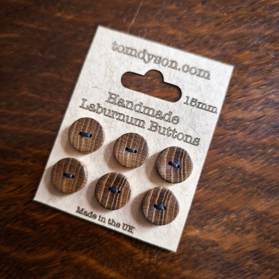Handmade Wooden Buttons 15mm - Set 6