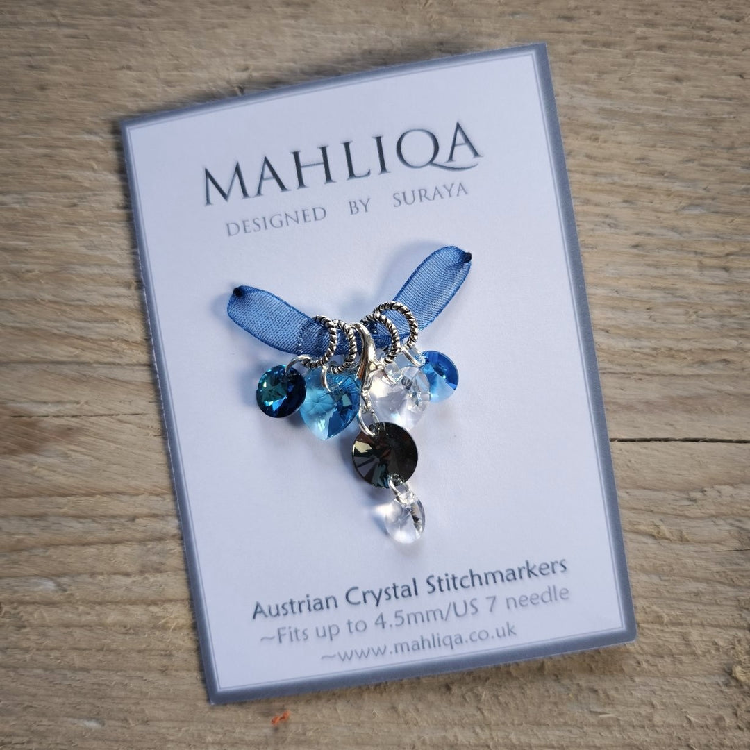 Crystal stitch marker sets with progress keeper by Mahliqa