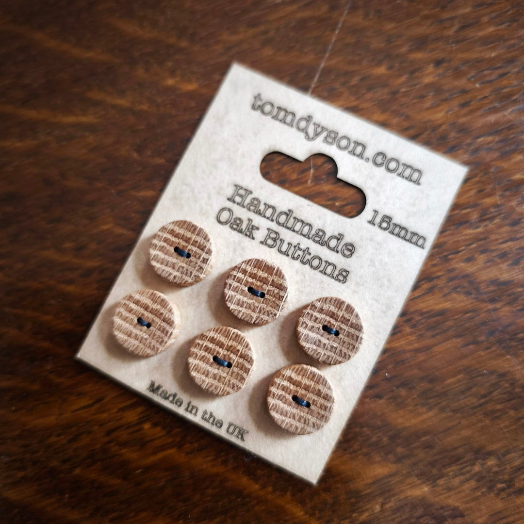 Handmade Wooden Buttons 15mm - Set 6