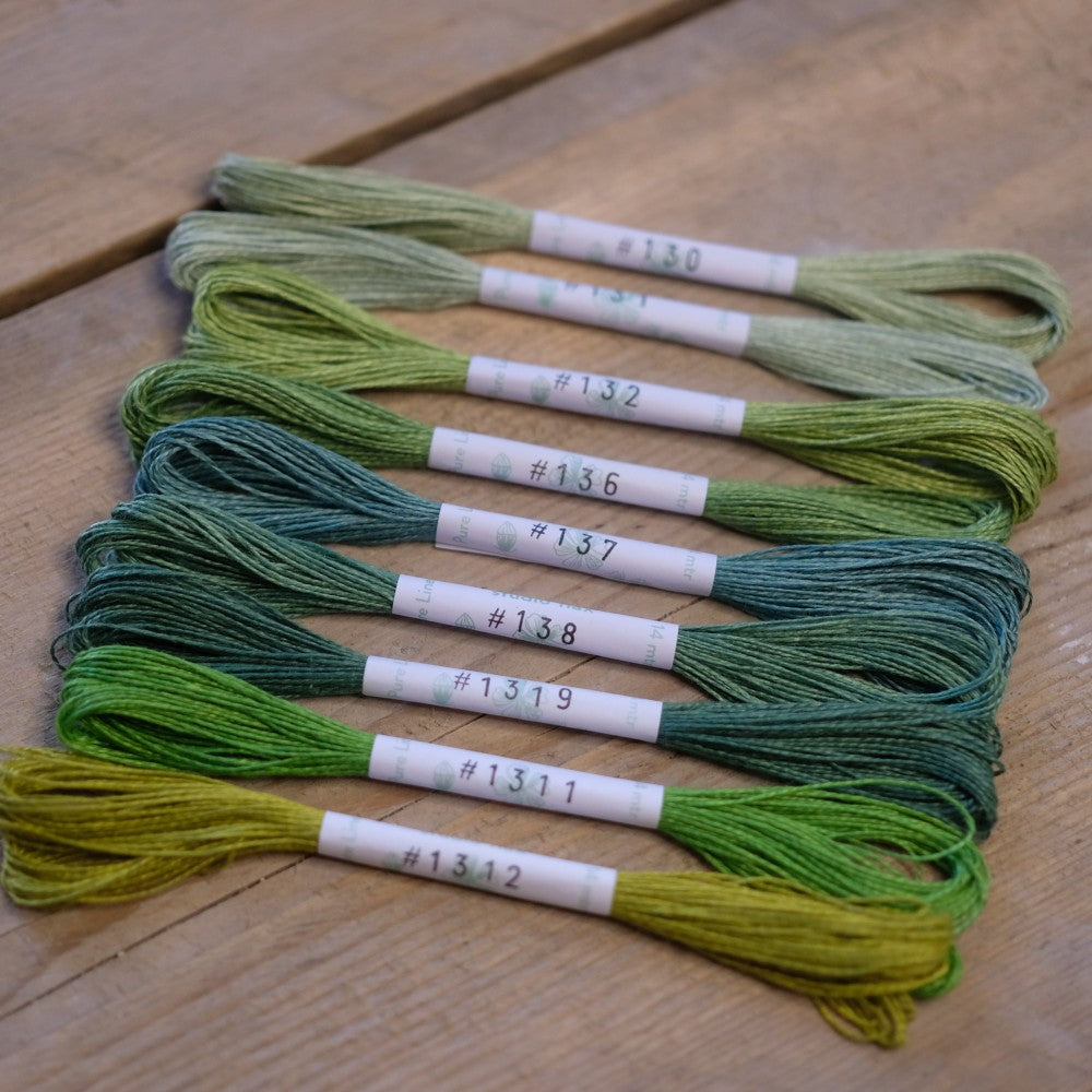 Studio Flax Linen Thread 14m skein - greens
