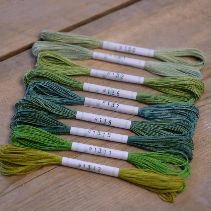 Studio Flax Linen Thread 14m skein - greens