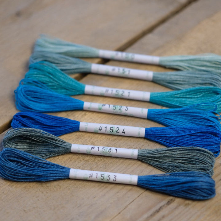 Studio Flax Linen Thread 14m skein - teals