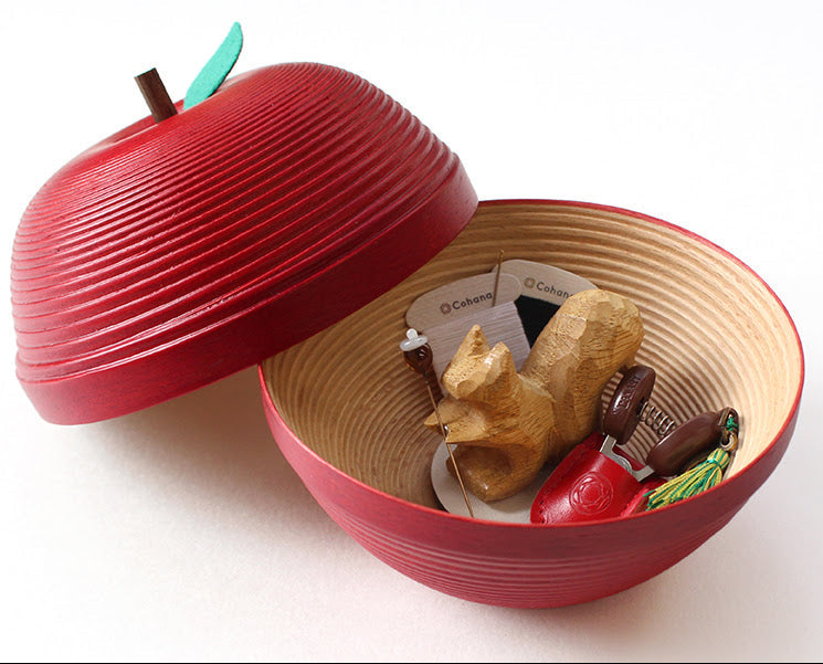 Cohana Wooden Apple Box and Squirrel Set with Mini Snips