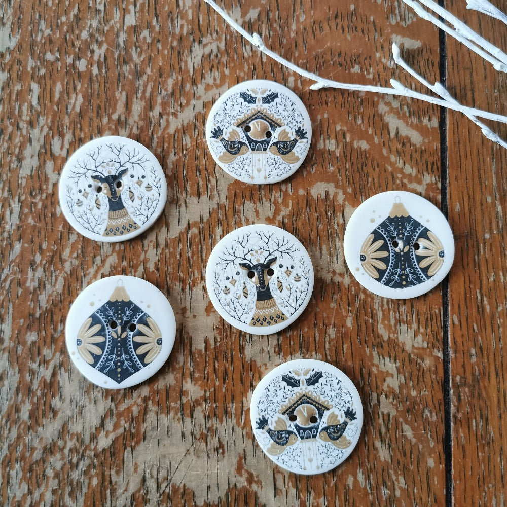 Large Winter Ceramic Buttons