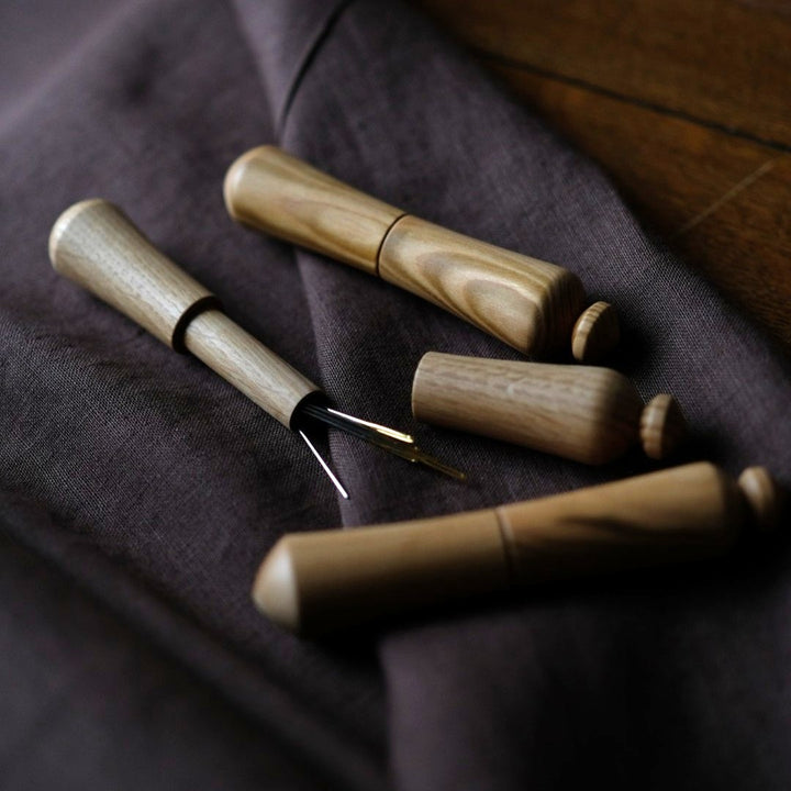 Long Turned Wooden Needle Case