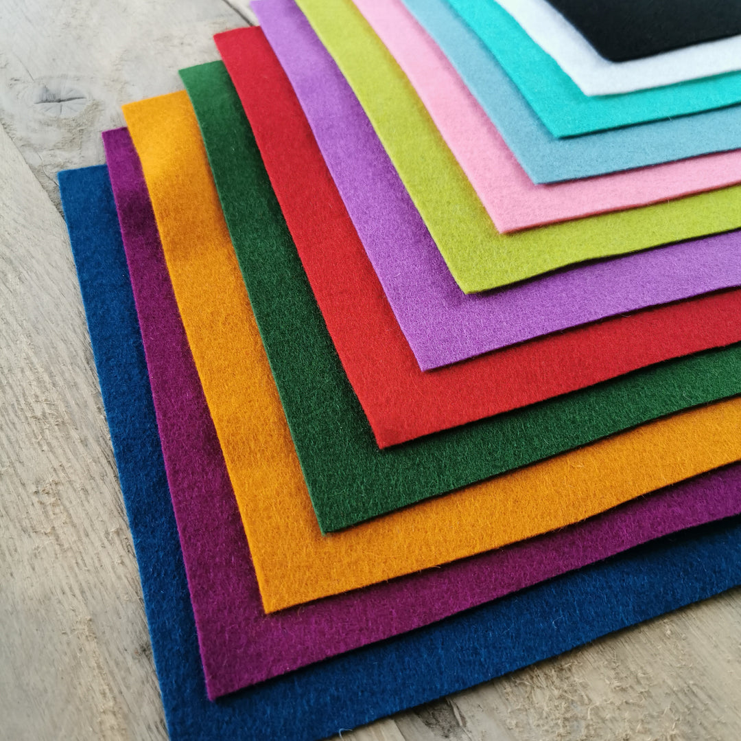 100% Wool Felt Single Sheet - coloured