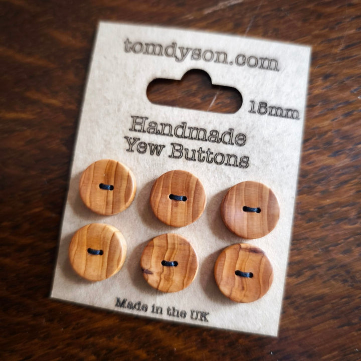 Handmade Wooden Buttons 15mm - Set 6