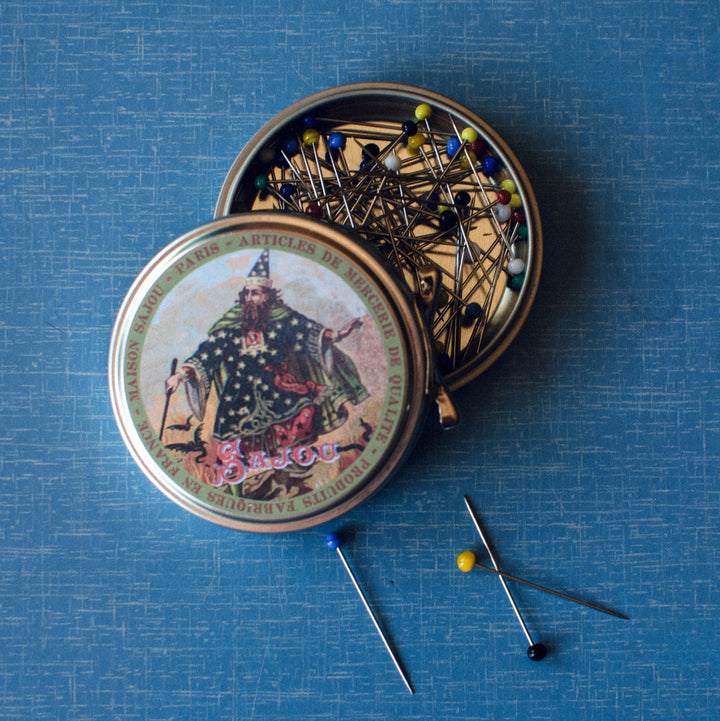 Sajou Tin With Glass Headed Pins - Magician