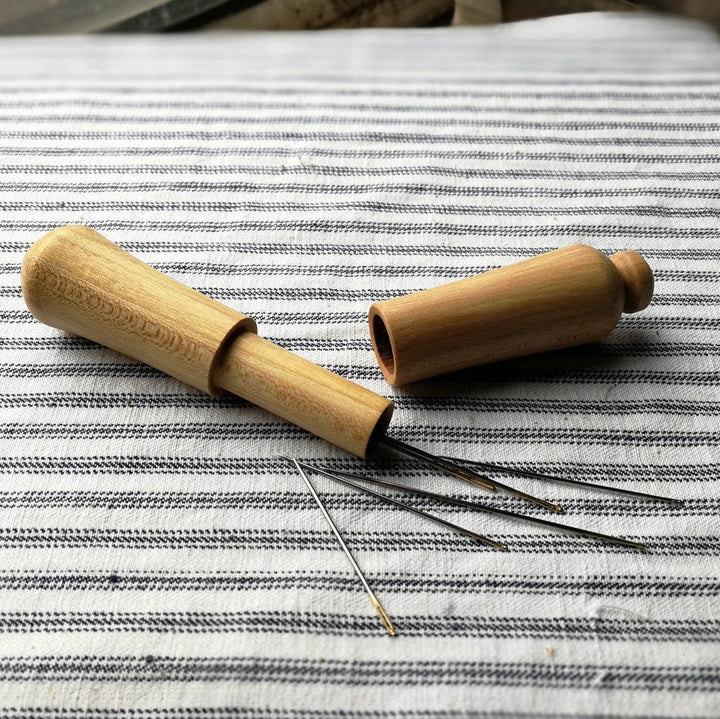 Long Turned Wooden Needle Case