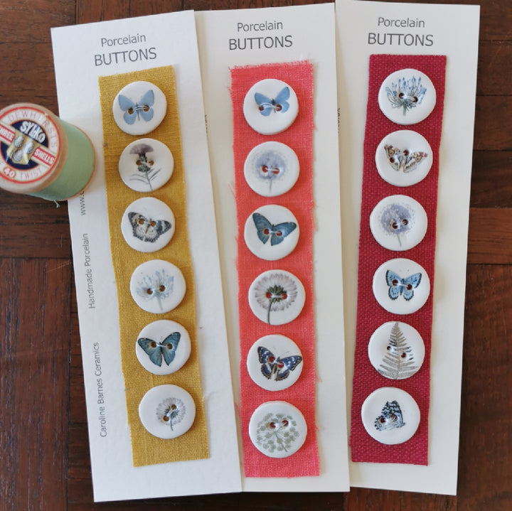 Ceramic Butterfly & Botanical Button Sets
