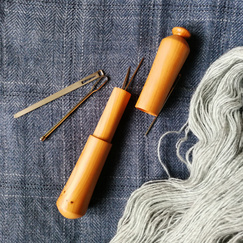 Long Turned Wooden Needle Case